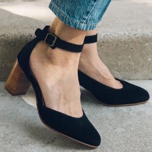 NWT Soludos The Gemma Black Suede Block Heel Heels 10